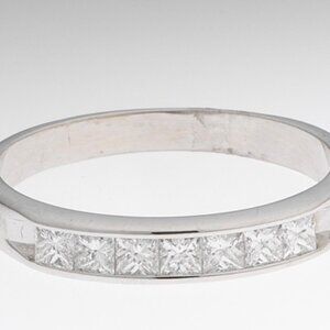 Ladies' 14k White Gold and Diamond Band Ring .050 ct, 2.7 gm Size 8